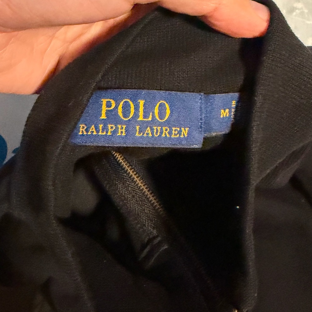 Polo Ralph Lauren Men's Black Quarter-Zip Sweater with Red Logo - Picture 5 of 6